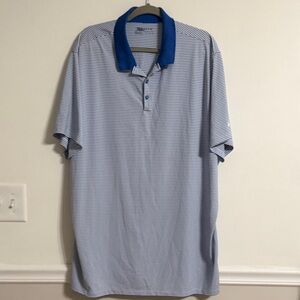 Nike Blue and White Striped Polo Shirt